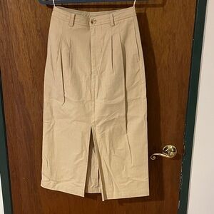 Beige Pencil Skirt with Front Slit